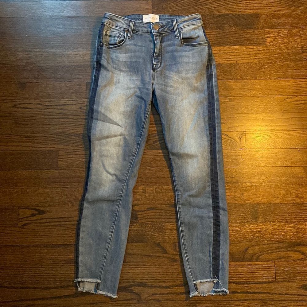 Parker Smith 28 Skinny Distressed Cropped Ankle Side Stripe Denim